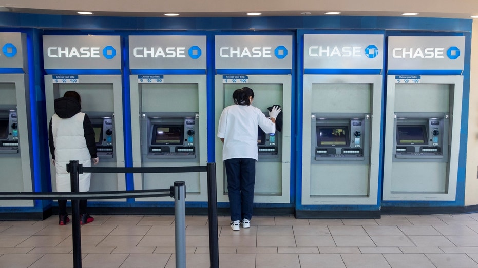 A row of Chase ATMs